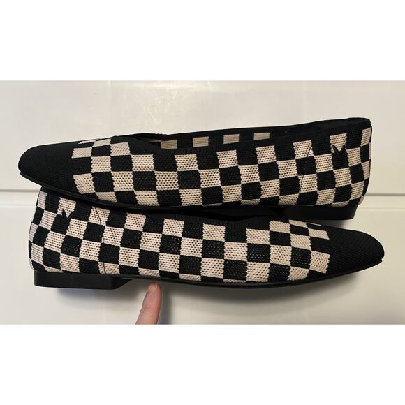 Vivaia Checker Margot 2.0 Flats Square Toe V-Cut Shoe Size 41 US 10-10.5 Preppy - Picture 8 of 11